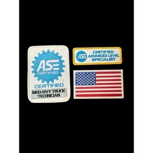 ASE Certified Medium Heavy Truck  Technician Patch Flag & Advanced Level Special